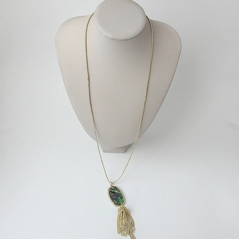 Kendra Scott Light Gold Abalone Shell Mid Length Adjustable Necklace